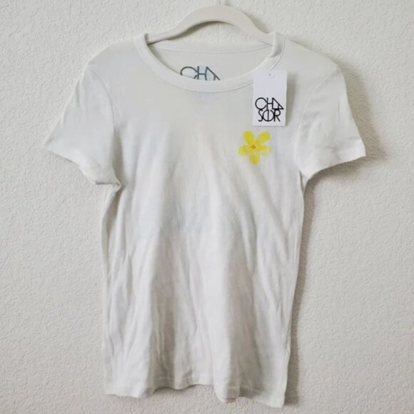 Chaser LA Boho Feel the Vibes Pastel Floral Distressed Cotton Graphic Tee XS NWT - Picture 2 of 10